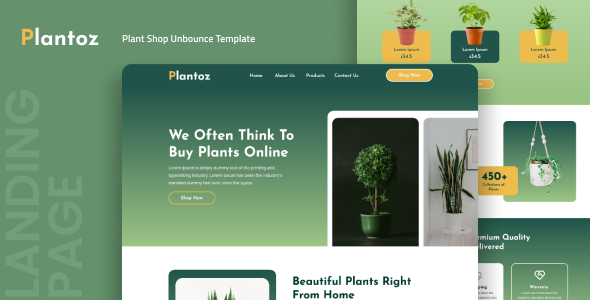 Plantoz  Plant Shop Unbounce Template TFx