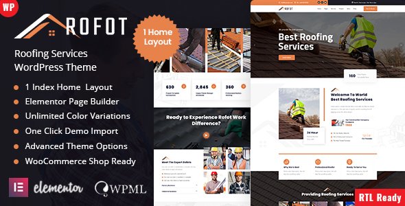 Rofot - Roofing Services WordPress TFx WordPress