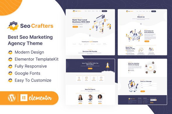 SEOCrafters - Marketing Agency Elementor Template Kit TFx