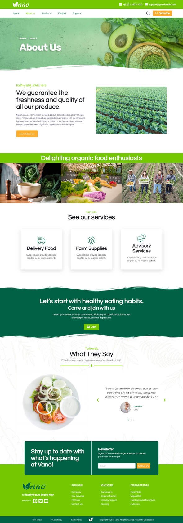 Vano - Organic Food amp Agriculture Elementor Template Kit TFx