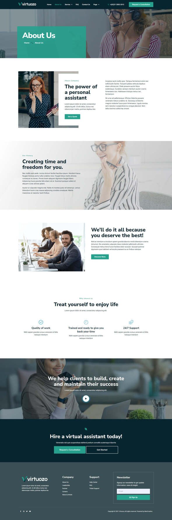 Virtuozo - Virtual Assistant Service Elementor Template Kit TFx