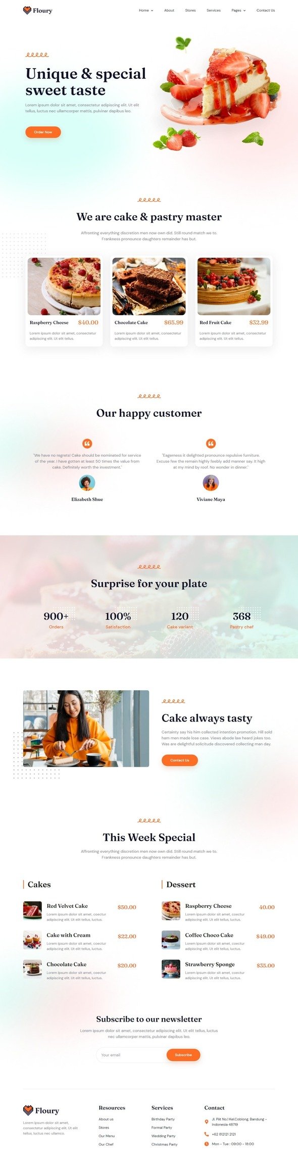 Floury  Cake amp Pastry Elementor Template Kit TFx