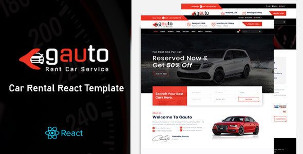 Gauto - Car Rental React Template TFx SiteTemplates
