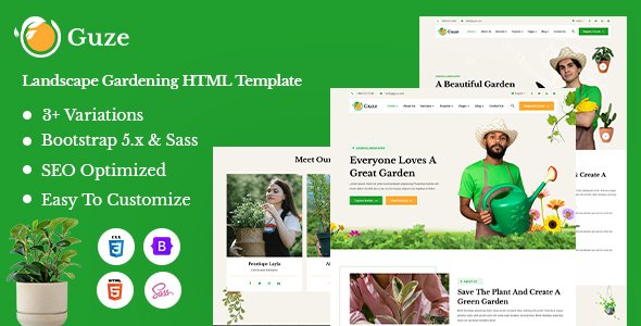 Guze - Landscaping amp Gardening HTML Template TFx