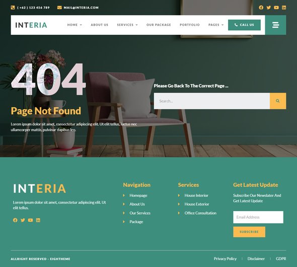 Interia - Interior Design Service Elementor Template Kit TFx
