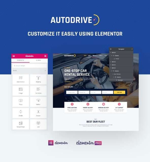 Autodrive - Car Rental amp Dealer Elementor Template Kit TFx