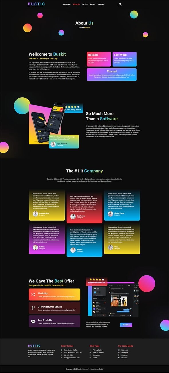 Bustic - Tech amp Software Company Elementor Template kit TFx