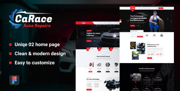 CaRace - Auto Repair Store Figma Template TFx