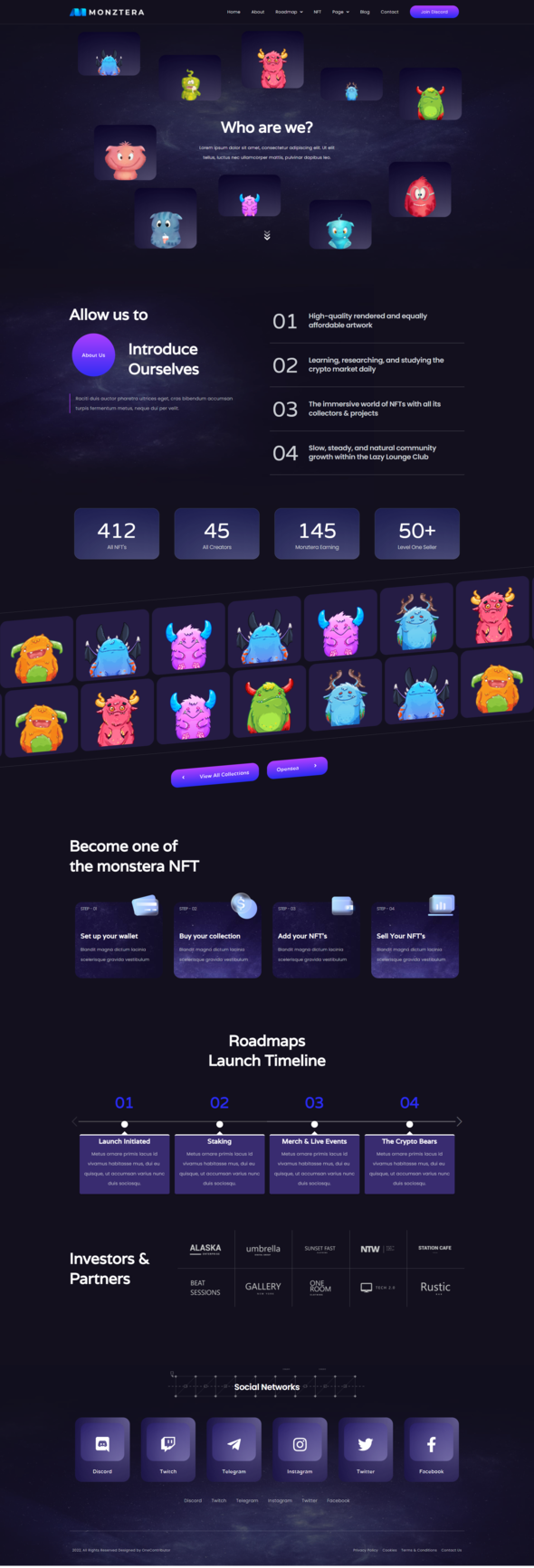 Monztera - NFT Portfolio Elementor Template Kit TFx