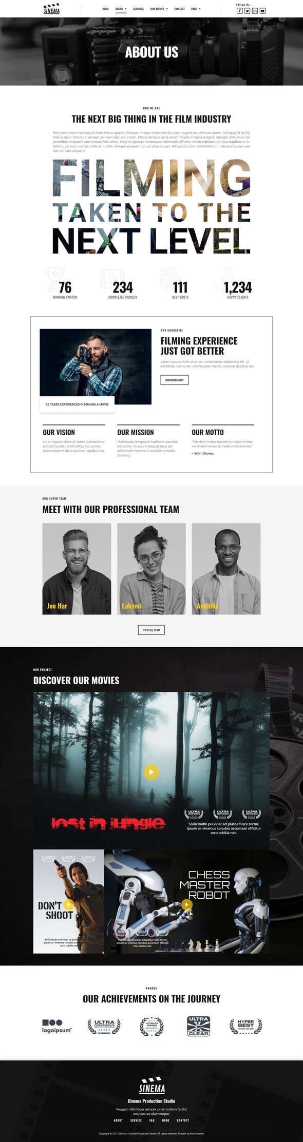 Sinema - Film Maker amp Movie Studio Elementor Template Kit TFx