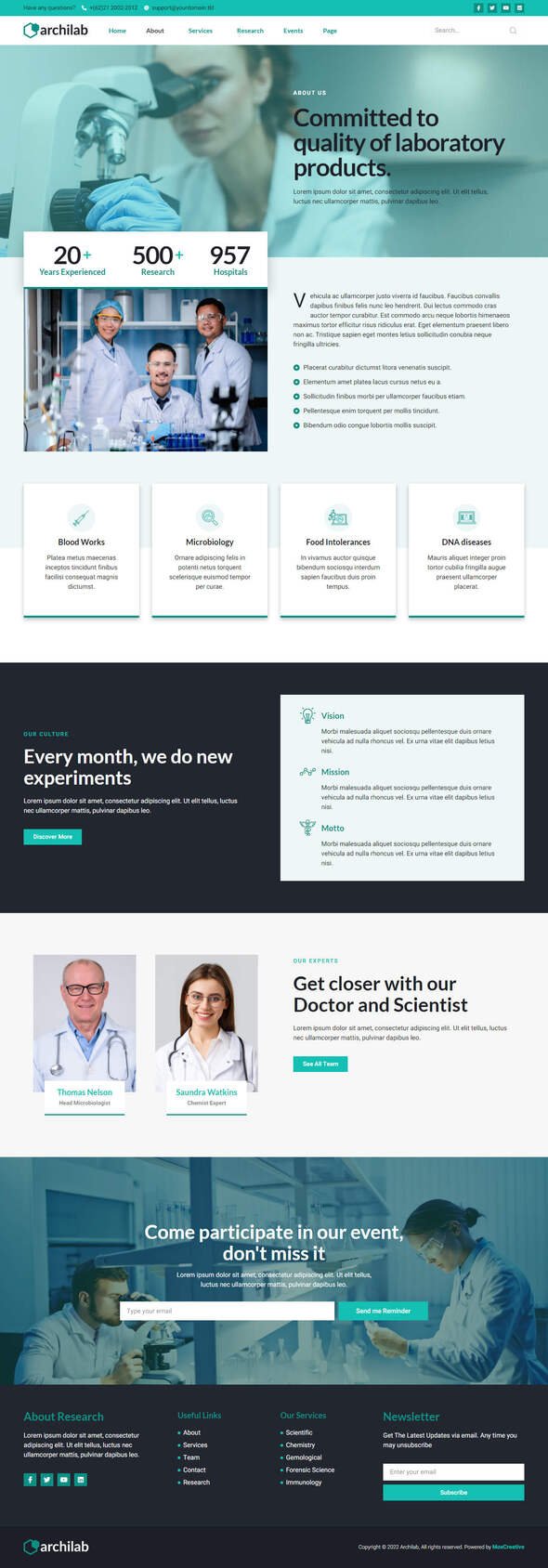 ArchiLab - Research amp Laboratory Elementor Template Kit TFx