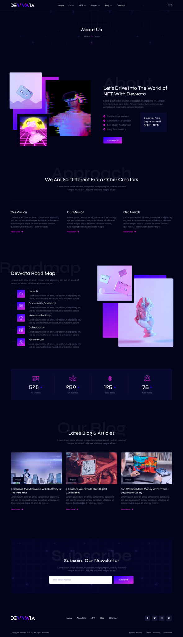 Devvata  NFT Portfolio Elementor Template Kit TFx