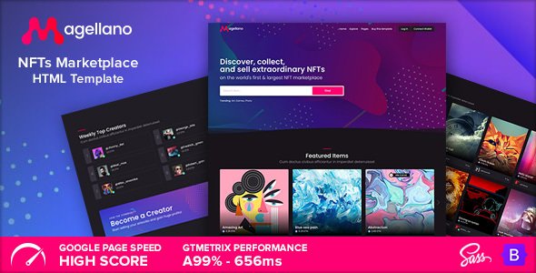 Magellano - NFT Marketplace HTML Template TFx