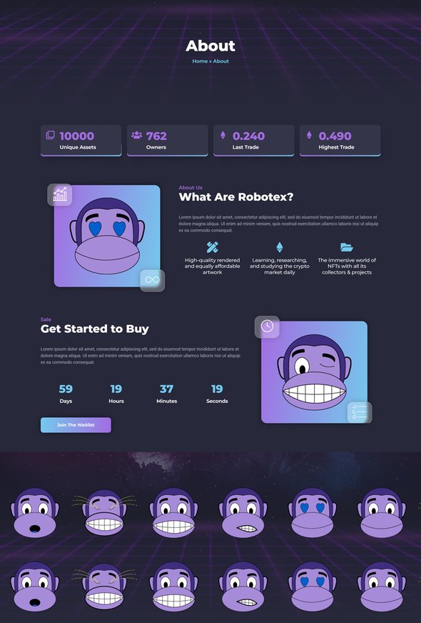 Monkeymo - NFT Portfolio Elementor Template Kit TFx