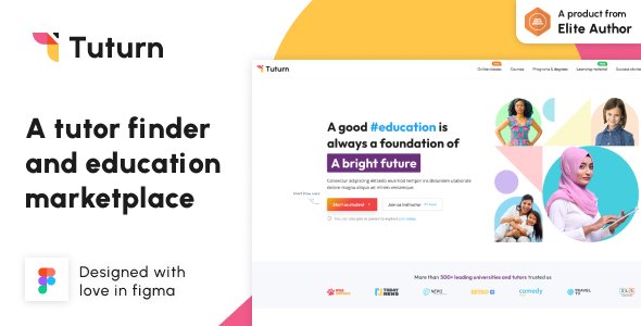Tuturn - Online tuition and tutor marketplace figma template TFx