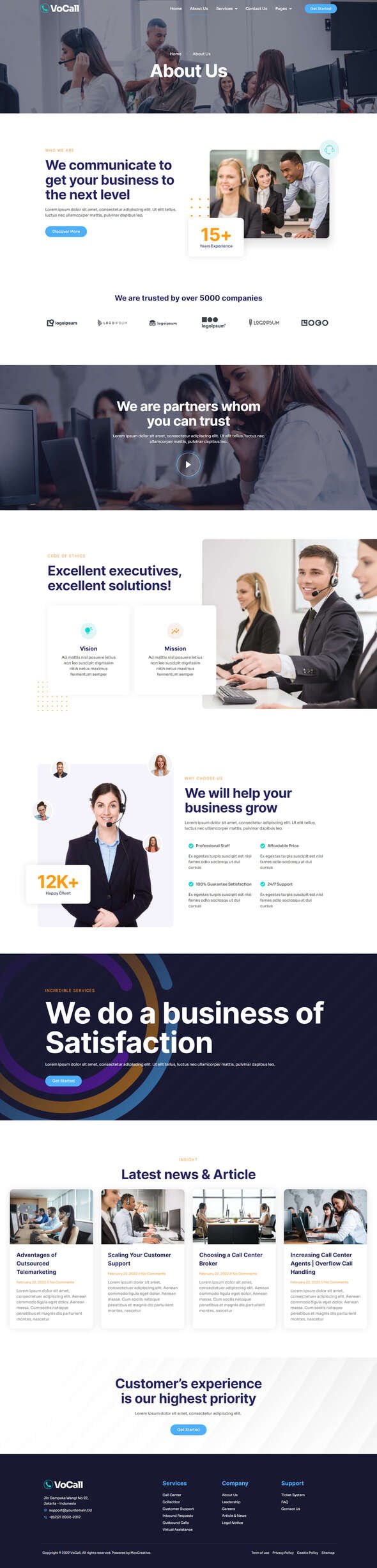 VoCall - Call Center amp Telemarketing Elementor Template Kit TFx