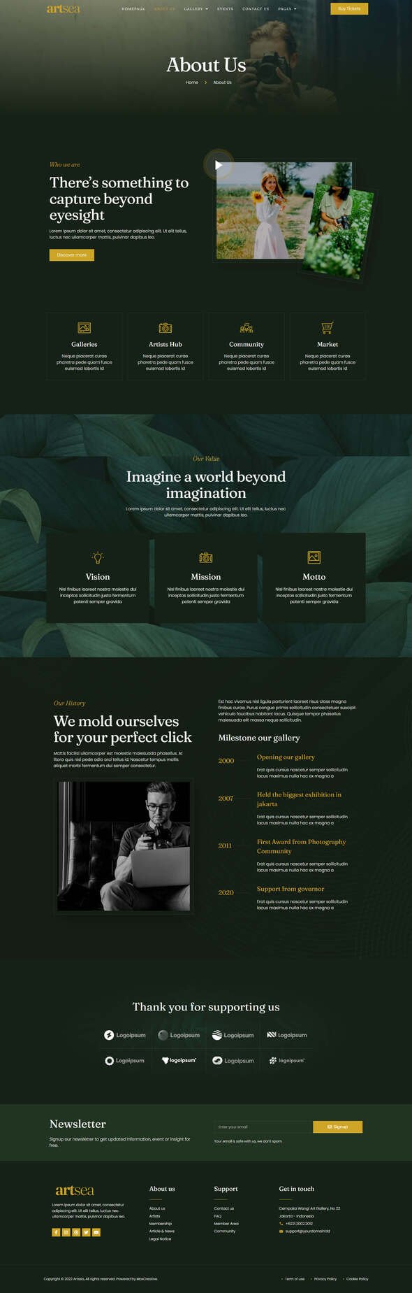Artsea - Photography amp Art Gallery Elementor Template Kit TFx
