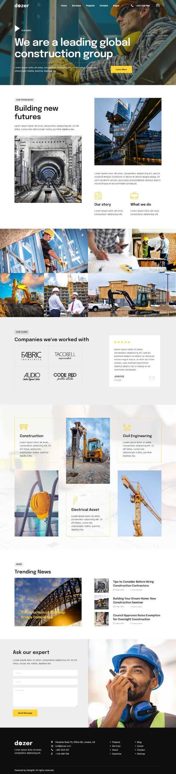 Dozer - Construction Elementor Template Kit TFx