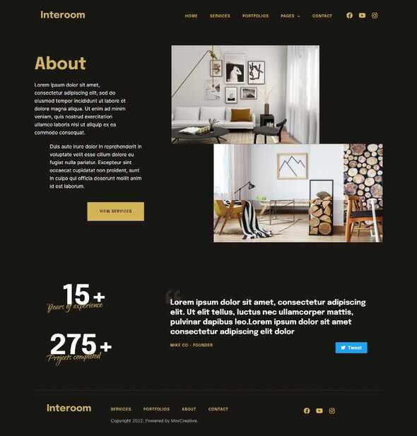 Interoom - Interior Design amp Architecture Elementor Template Kit TFx