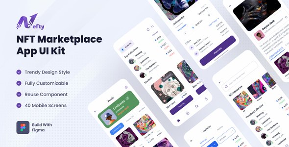 Nefty - NFT Marketplace App Figma Template TFx