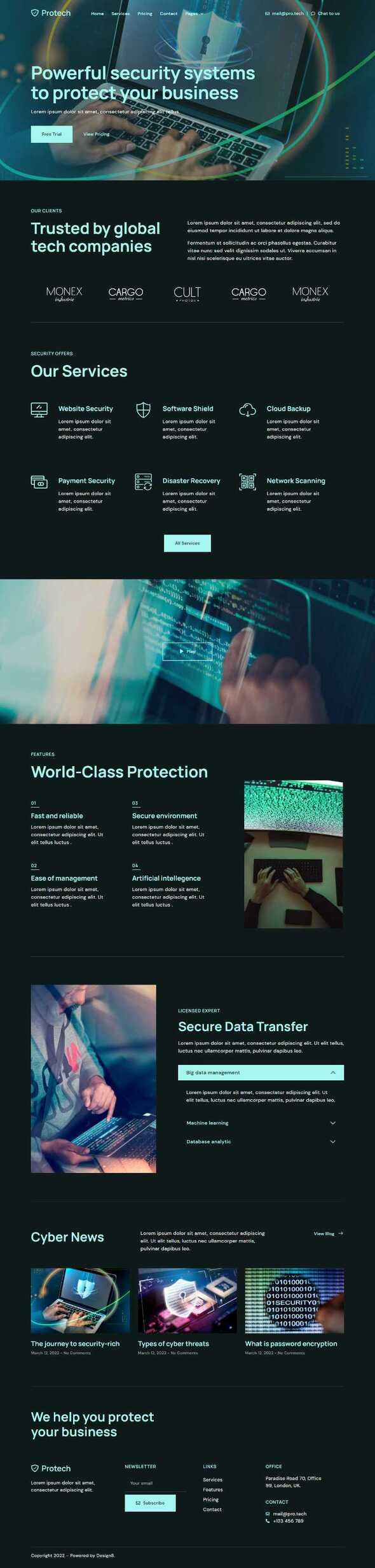 Protech - Cyber Security Service Elementor Template Kit TFx