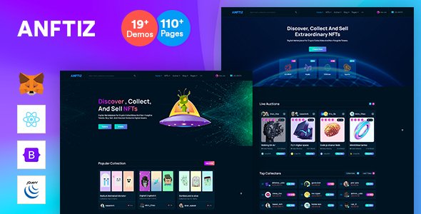 Anftiz - NFT Marketplace React Js Template TFx