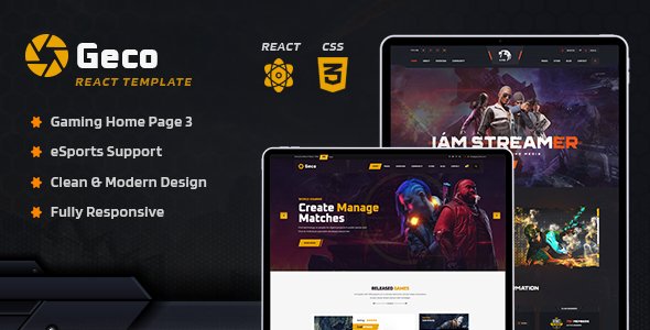 Geco - eSports Gaming React JS Template TFx