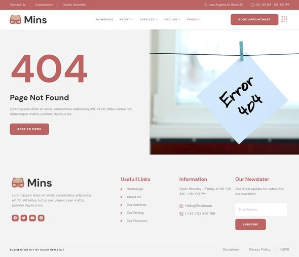 Mins - Eye Care Clinic Services Elementor Template Kit TFx