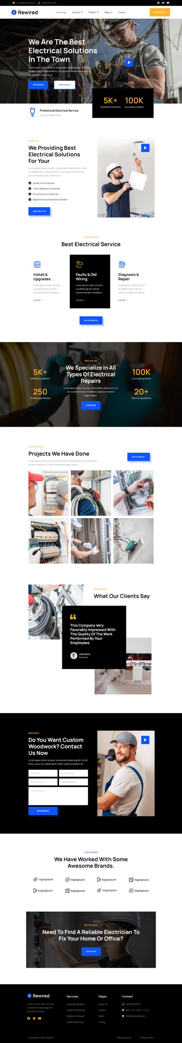 Rewired  Electrical Installation amp Maintenance Services Elementor Template Kit TFx