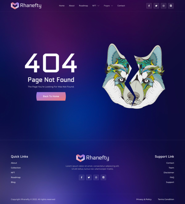 Rhanefty - NFT Portfolio Elementor Template Kit TFx