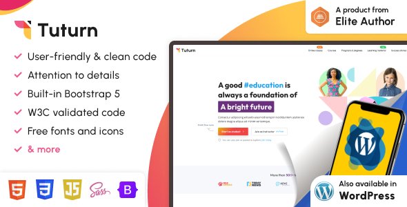 Tuturn - Online tuition and tutor marketplace HTML Template TFx