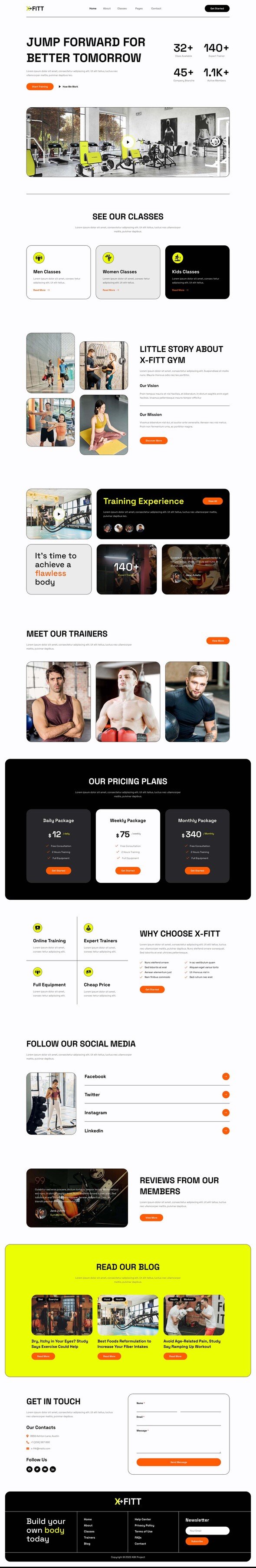 X-Fitt - Personal Trainer amp Gym Elementor Template Kit TFx