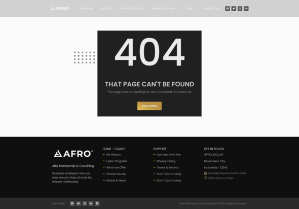 AFRO - Mentorship amp Coaching Online Elementor Template Kit TFx