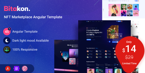 Bitakon  NFT Marketplace Angular Template TFx