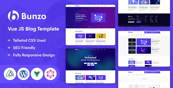 Bunzo - VUE JS Blog Template TFx SiteTemplates