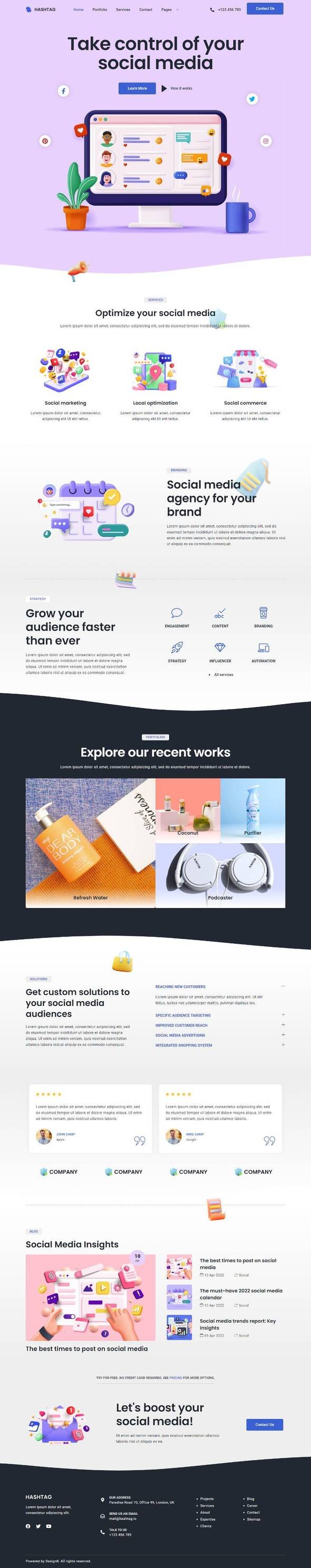 Hashtag - Social Media Agency Elementor Template Kit TFx