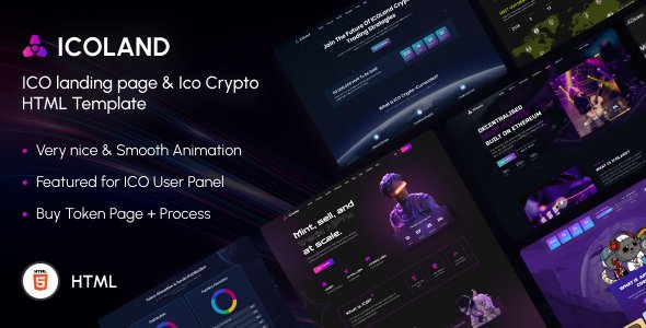ICOLand  ICO landing page amp ICO Crypto HTML Template TFx