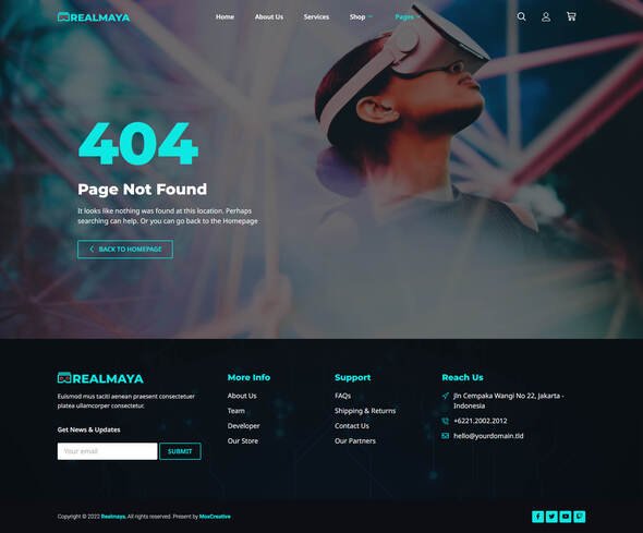 RealMaya - Virtual Reality Services amp Shop Elementor Template Kit TFx