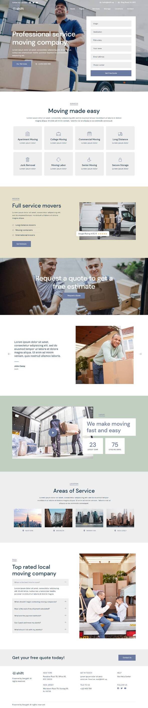 Shift - Moving Company Website Elementor Template Kit TFx