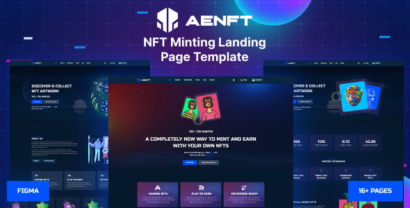 Aenft - NFT Minting or Collection Landing Page Figma Template TFx
