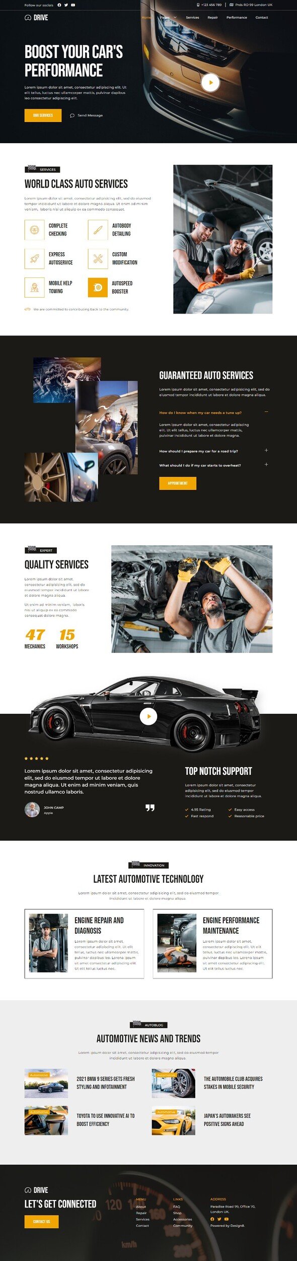 Drive - Car Repair amp Auto Service Elementor Template Kit TFx