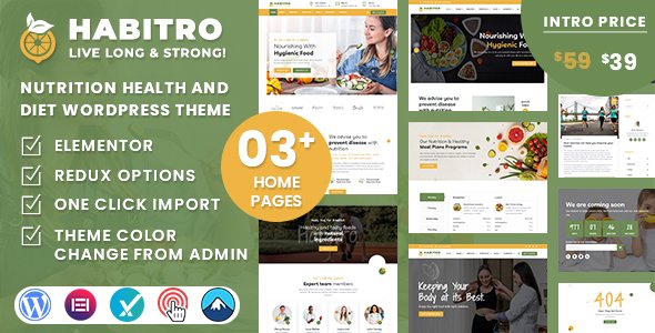 Habitro - Nutrition Health and Diet WordPress Theme TFx