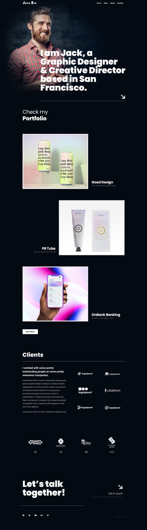 JackDir - Personal Design Portfolio Elementor Template Kit TFx