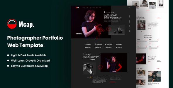 Mcap - Photographer Portfolio Web Figma Template TFx