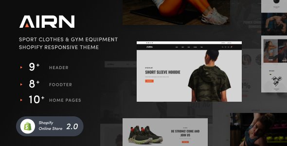 AIRN - Sports Clothing amp Fitness Equipment Shopify 20 Theme TFx