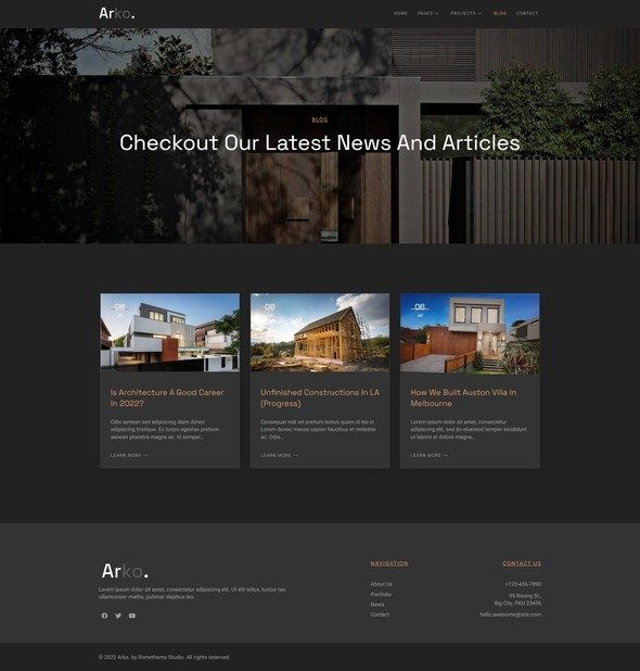 Arko - Architecture Elementor Template Kit TFx