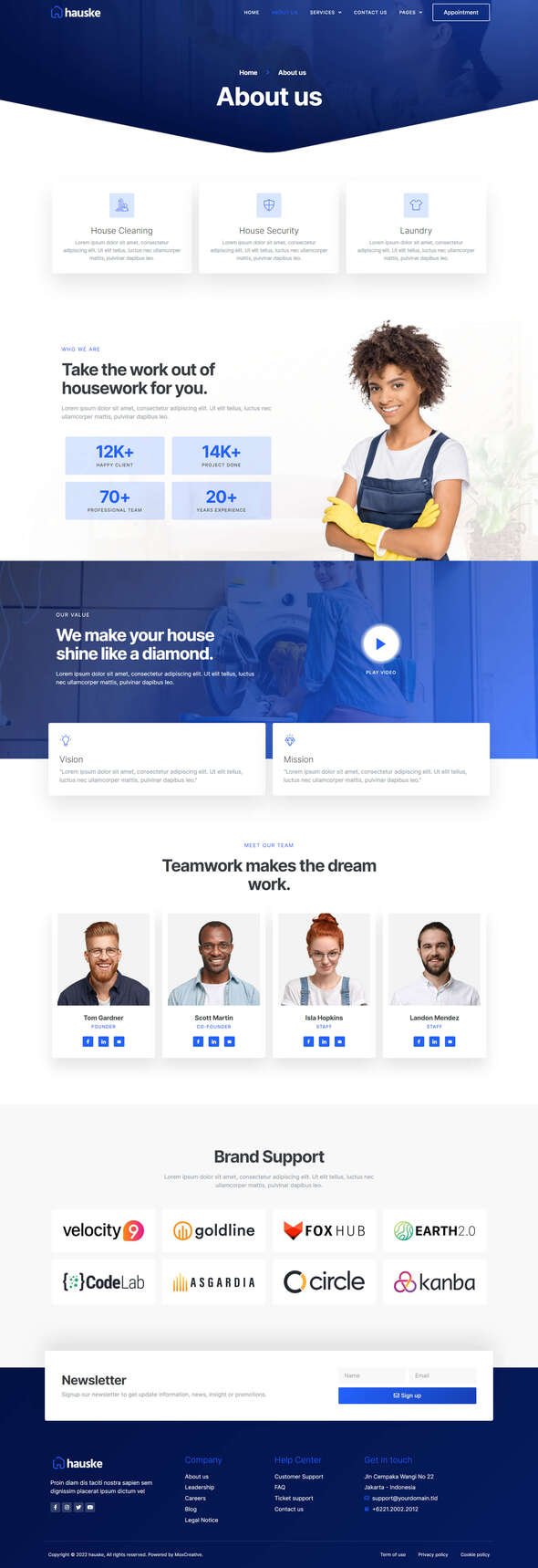 Hauske - Houskeeping amp Cleaning Services Elementor Template Kit TFx
