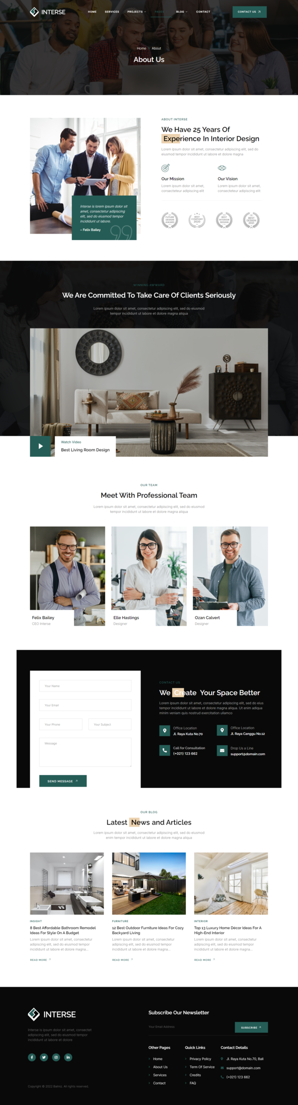 Interse  Interior Design amp Architecture Elementor Template Kit TFx