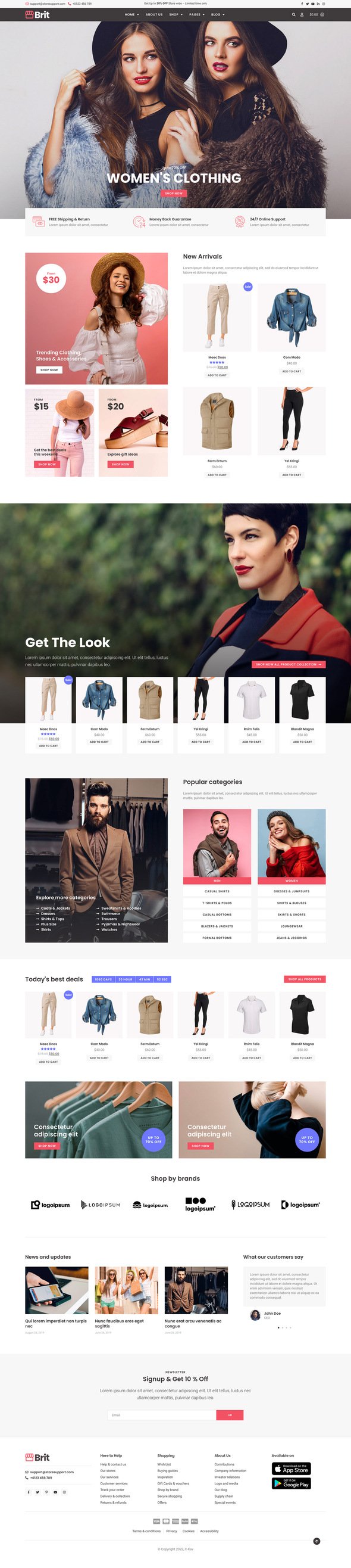 Brit - WooCommerce Elementor Pro Template Kit TFx