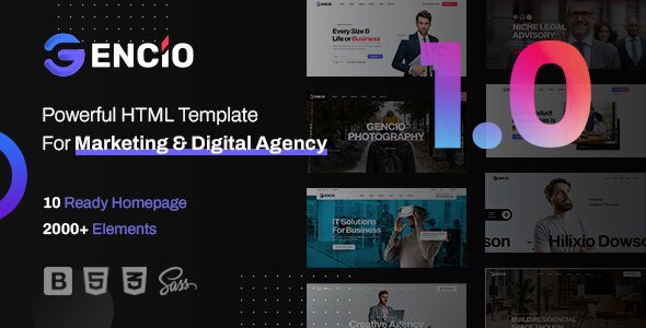Gencio - Marketing amp Digital Agency HTML Template TFx